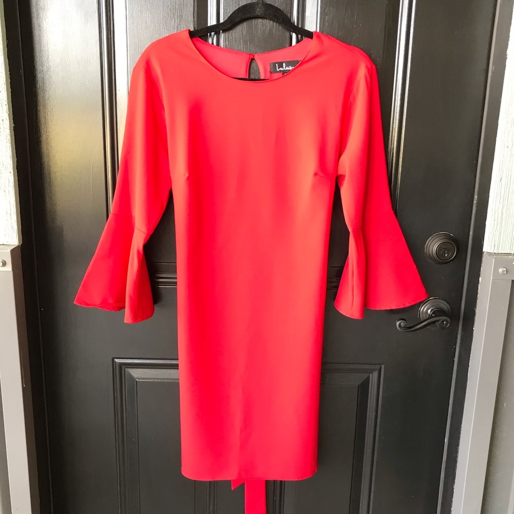 Red Lulus Dress with Bell Sleeves